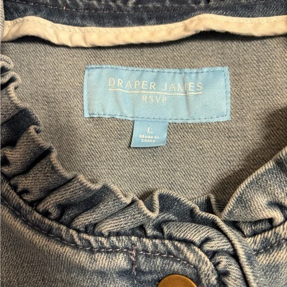 Draper James Light Blue Denim Jacket with Ruffle Detail - Picture 3 of 4